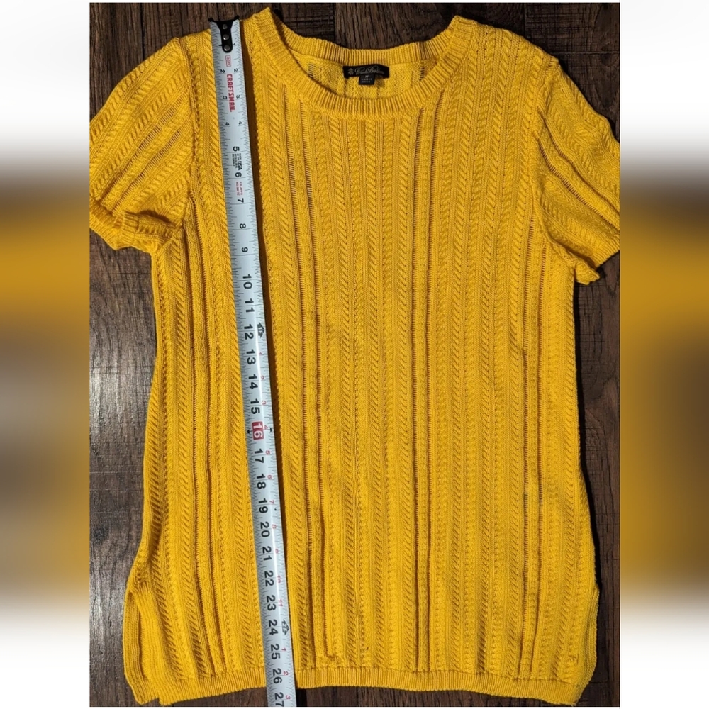 Brooks Brothers Sweater Womens Medium Goldenrod Short Sleeve Blouse 100% Cotton - Picture 10 of 14
